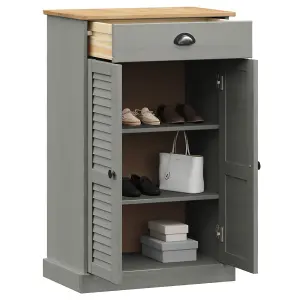 Berkfield Shoe Cabinet VIGO Grey 60x35x96 cm Solid Wood Pine