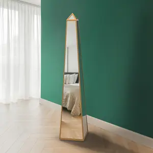 MirrorOutlet The Obelisk Gold Metal Edged Mirrored Ornament 150CM X 30CM X 30CM