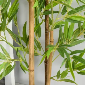 Outsunny Set of 2 120cm/4FT Artificial Bamboo Trees Plant w/ Pot Indoor Outdoor