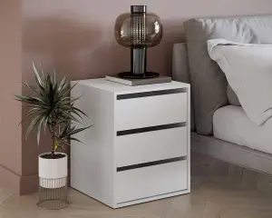 Idea 13 Contemporary Chest Of Drawers Internal Cabinet Bedside 3 Drawers White(H)600mm (W)500mm (D)470mm