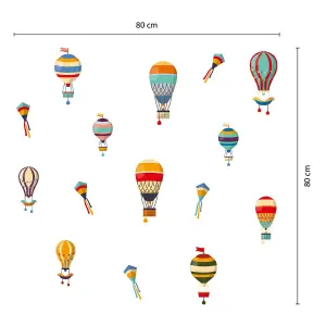 Walplus Hot Air Balloons Kids Sticker PVC Multicoloured