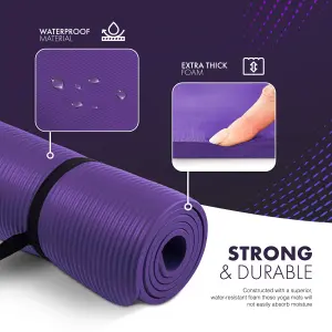 KAYMAN Yoga Mat Purple - 183cm x 60cm - Multi-Purpose Extra Thick Foam Exercise Mats