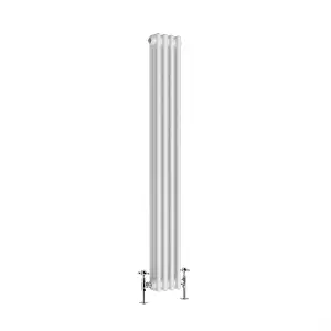 Right Radiators 1500x202 mm Vertical Traditional 3 Column Cast Iron Style Radiator White