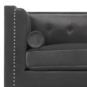 3 Seater Velvet Sofa Dark Grey AVALDSENES