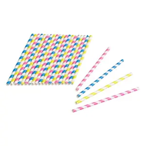 Tala Paper Disposable Straws (Pack of 24) Blue/Yellow/Pink/White (One Size)