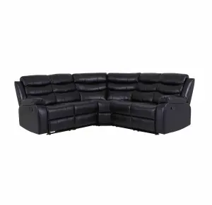 Milano Corner Recliner Sofa Black Leather