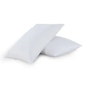 Pair of Pillow Protectors Zipped 100% Cotton Pillow Cover Anti-Allergenic White Pillow Protectors