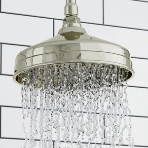 ENKI Gold Traditional Ceiling Fixed Brass Shower Head & Arm 200mm