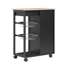 Pavillion Wood Kitchen Cart Black