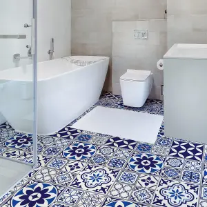 Spanish & Moroccan Blue Tiles Self-adhesive kitchen bathroom home floor stickers