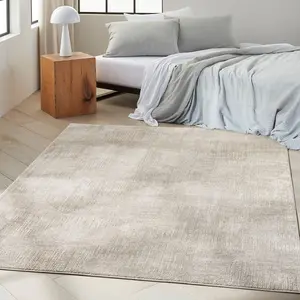 Silver Abstract Modern Easy to clean Rug for Bedroom & Living Room-274cm X 366cm