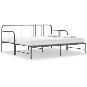 vidaXL Pull-out Sofa Bed Frame without Mattress Grey Metal 90x200 cm