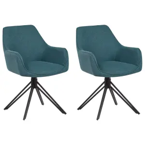 Beliani Retro Set of 2 Chairs JODAR Teal