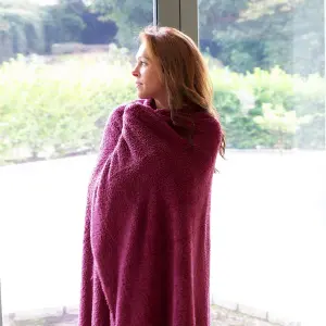 Snug Rug Blanket Luxury Sherpa Fleece Sofa TV Throw Gift Blankets 127x178cm - Plum