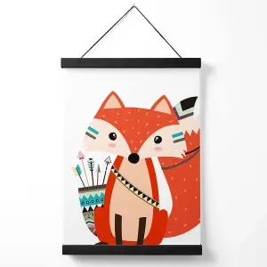 Sitting Red Fox Tribal Animal Medium Poster with Black Hanger