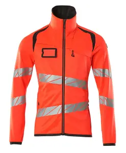 Mascot Accelerate Safe Microfleece jacket with Zip (Hi-Vis Red/Dark Anthracite)  (Medium)