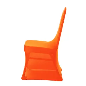 Polyester Spandex Chair Cover for Wedding Decoration - Orange, Pack of 1