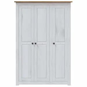 3-Door Wardrobe White 118x50x171.5 cm Pine Panama Range