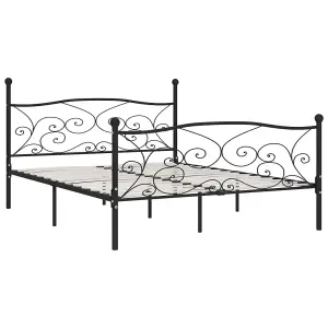 Berkfield Bed Frame with Slatted Base Black Metal 200x200 cm