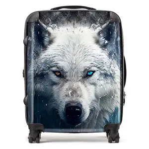 White Wolf Face Splashart Suitcase - Large