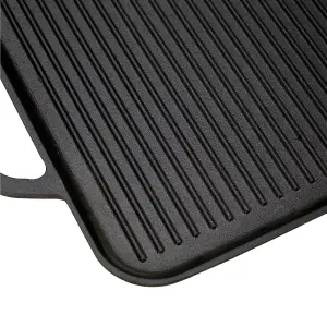 Rectangular Cast Iron Griddle Pan Grill Pan Steak Pan 35cm x 28cm