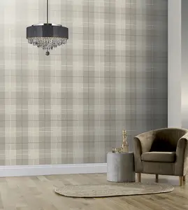 Arthouse Country Tartan Taupe Wallpaper 294903