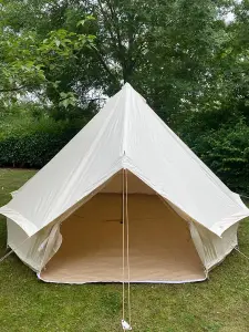 4M Bell Tent with Zipped PVC Groundsheet Cotton Canvas Natural Colour Kokoon deluxe