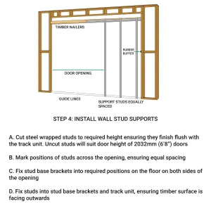 AFIT Double Door Pocket Sliding Door Kit with Soft Close - 915 x 2032mm Max Door Size