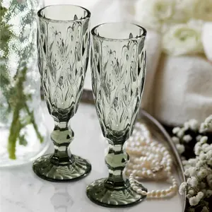 Set of 2 Smoke Grey Strasbourg Drinking Champagne Glasses