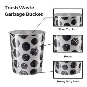 MantraRaj 7.7Litre Plastic Waste Paper Basket Bin Pack of 2 Round Open-top Waste Basket Trash Can(Black)