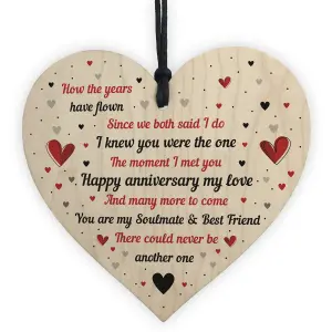 Handmade Anniversary Gift For Husband Wife Wood Heart Anniversary Card Keepsake Plaque