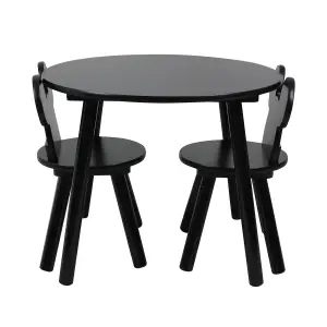 Disney Mickey Mouse Table and Chair Set, 2 Chairs Included, Black finish, Table: W60 X D60 X H48cm, Chair: W28 X D28 X H45cm