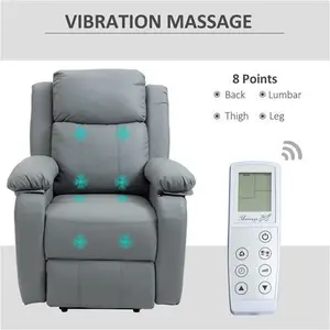 HOMCOM Electric Power Lift Recliner Chair Vibration Massage Reclining Chair With Remote Control And Side Pocket, Grey