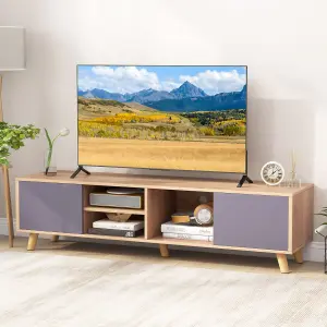 COSTWAY TV Stand for TVs up to 65" Modern Rustic TV Cabinet w/ Open Shelf