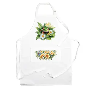 Purely Home Exotic Animals & Flowers Frog Apron - Floral Gifts for Her - Cooking & Baking