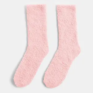 3 x Pairs of Fluffy Fleece Lounge Soft Ladies Socks, Grey, Blush, Cream