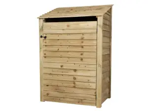 Wooden log store with door W-119cm, H-180cm, D-88cm - natural (light green) finish