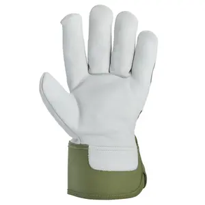 Leather Deep Lichen Green Gardening gloves Large, Pair