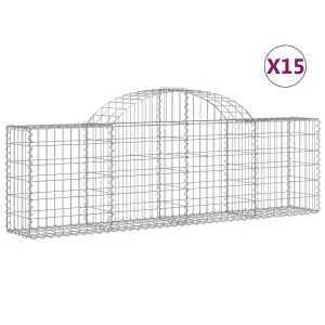 Berkfield Arched Gabion Baskets 15 pcs 200x30x60/80 cm Galvanised Iron