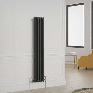 G-Rad Black Double Column Vertical Radiator - (H) 1500 x (W) 285mm