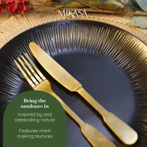 Mikasa Jardin Midnight 12-Piece Stoneware Dinner Set, Black