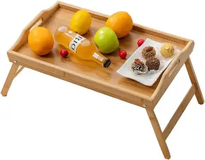 Bamboo Wood Serving Tray Table