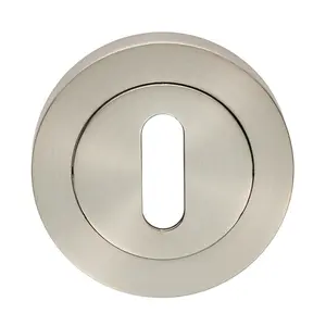 50mm Lock Profile Round Escutcheon 10mm Depth Concealed Fix Satin Nickel