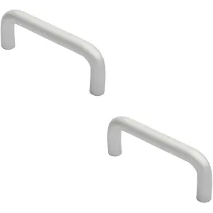 2x Rounded D Shaped Bar Handle 150mm x 19mm Diameter Satin Anodised Aluminium