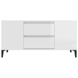 Berkfield TV Cabinet High Gloss White 102x44.5x50 cm Engineered Wood