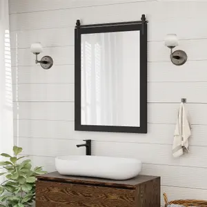 Costway Wall Mounted Mirror Vanity Make Up Farmhouse Wall Mirror Rectangle Decorative Mirror