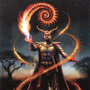 Anne Stokes Fire Elemental Wizard Canvas Plaque Multicoloured (25cm x 19cm)