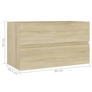 Berkfield Sink Cabinet Sonoma Oak 80x38.5x45 cm Engineered Wood