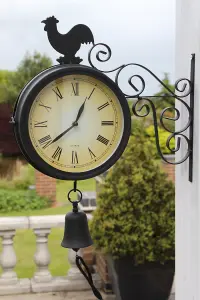 Double Sided Garden Clock With Bell and Cockeral  for Outdoor or Indoor Use.