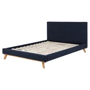 Chenille EU King Size Bed Dark Blue TALENCE